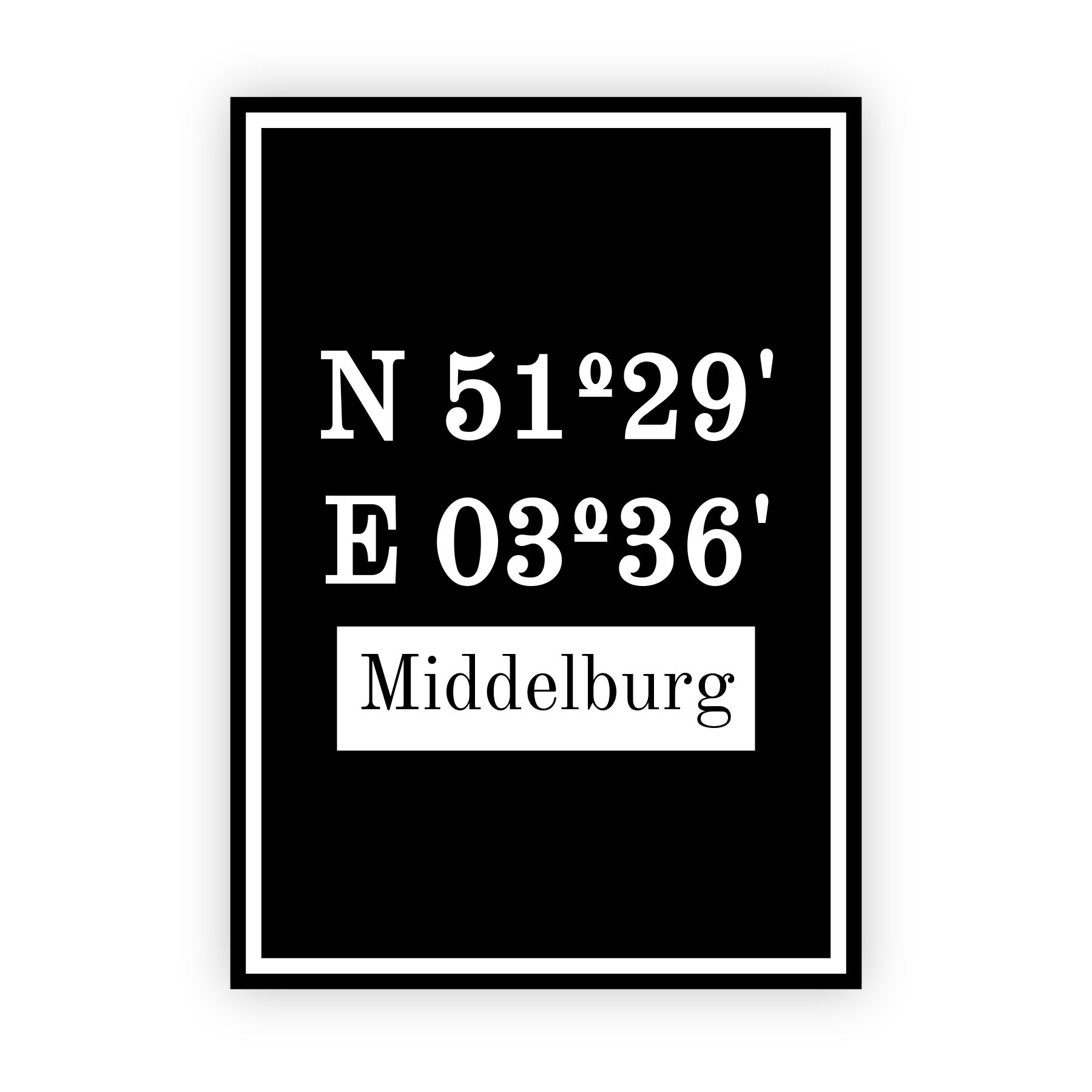 Coordinaten poster van Middelburg