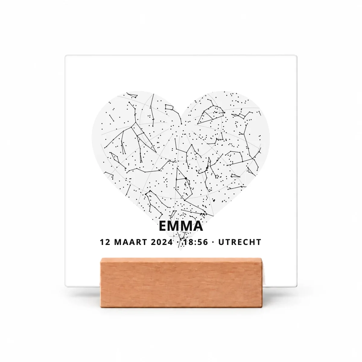 Sterrenhemel in een hart in grijs op een tegeltje